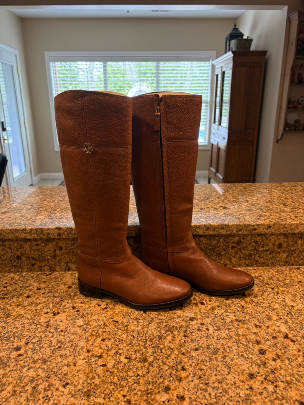 Tory Burch Jolie Riding Boots 9M Tan Leather Tall Equestrian Style